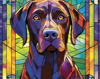 Labrador Faux Stained Glass Window metal Plaque, Labrador  Plaque, Labrador Sign, Labrador  Memorial