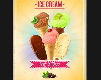 Ice Cream Print, Kitchen Print, Bar Print, Restaurant Print