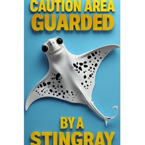 Caution Area Guarded By A Stingray  metal sign, Stingray  Plaque, Stingray  sign