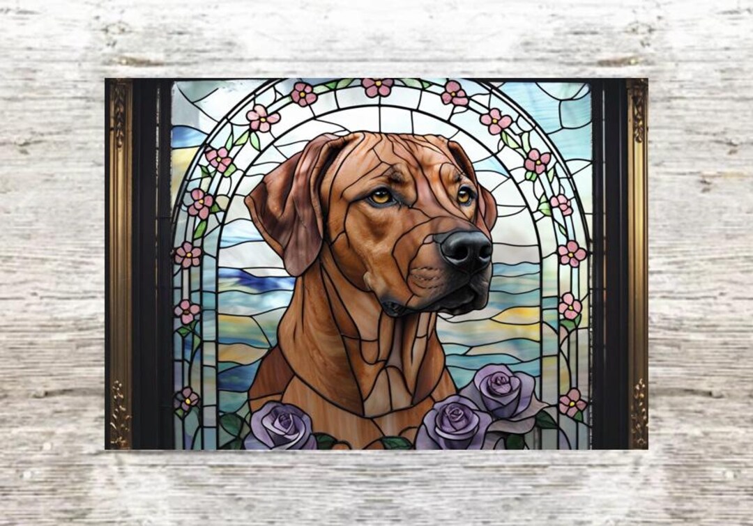 Stained Glass Pattern Rhodesian Ridgeback Stained Glass Rhodesian Ridgeback Glass Chopping Board, Rhodesian ...
