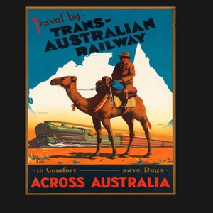 Trans Australian Railway retro Sign Plaque, retro train advert. Retro wall sign, wall art, retro art