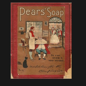 Vintage Pears Soap Barbershop Ad Sign, kitchen sign, vintage sign. Retro wall sign,