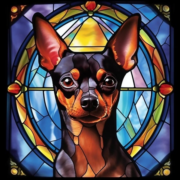Miniature Pinscher  Faux Stained Glass Window metal Plaque,  Pinscher  Plaque, Pinscher Sign, Pinscher Memorial