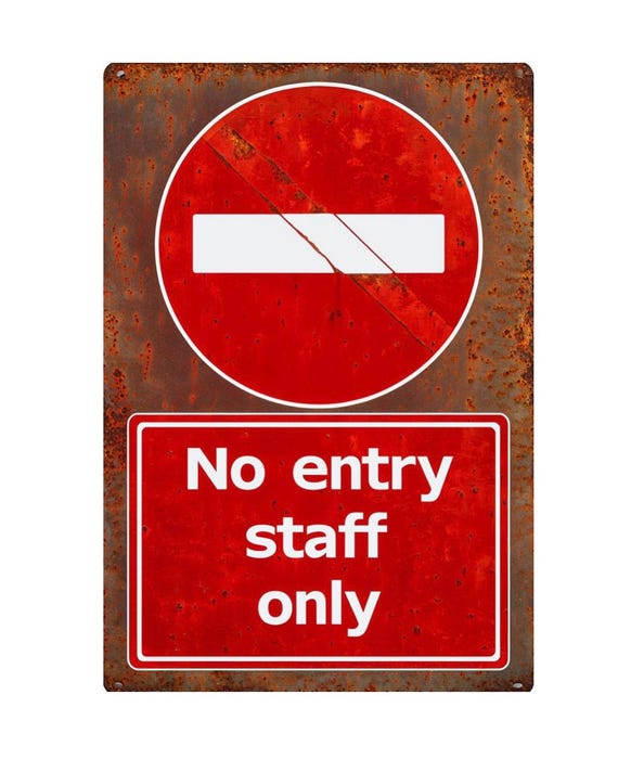 Vintage No Entry Staff Only Metal Sign, Staff Only Plaque, Staff