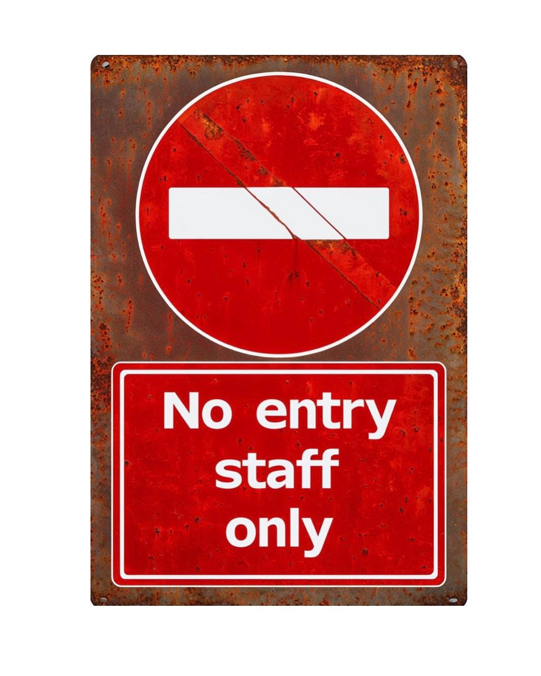 Vintage No Entry Staff Only Metal Sign, Staff Only Plaque, Staff