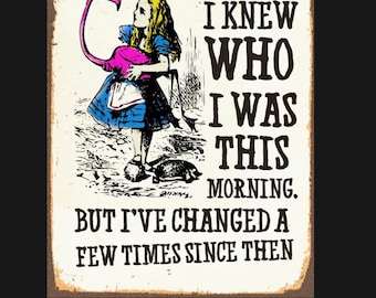 Vintage Alice in Wonderland I knew who I was this morning print, Alice in Wonderland Print, Vintage Print,
