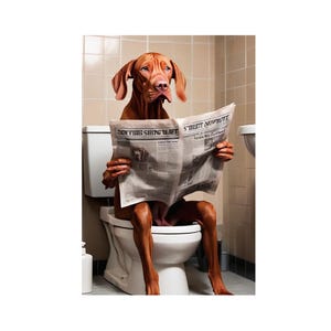 Vizsla on the Toilet metal sign, Vizsla Plaque, Vizsla sign