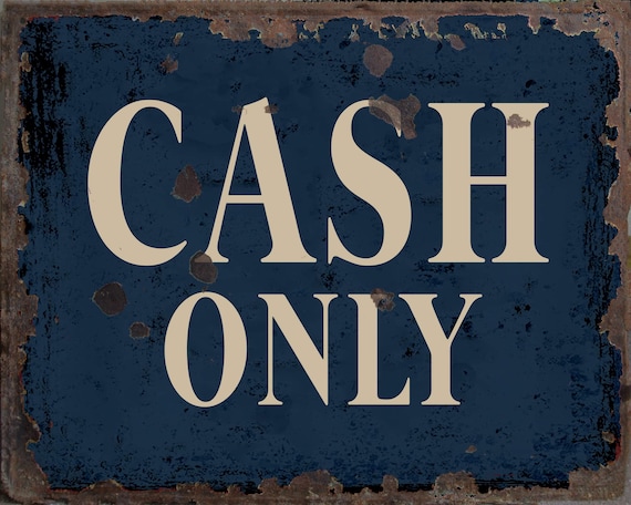 Vintage Cash Only Metal Sign, Cash Only Plaque, Cash Only Retro