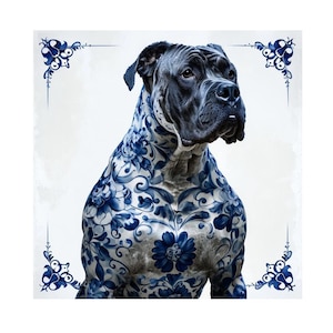 Delph Blue Cane Corso Ceramic Tile, Cane Corso Tile