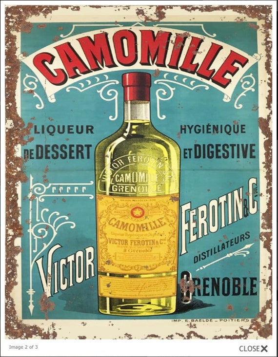Vintage French Liquer Ad Print, French Print, Liquer Print, Vintage Print, Camomile print