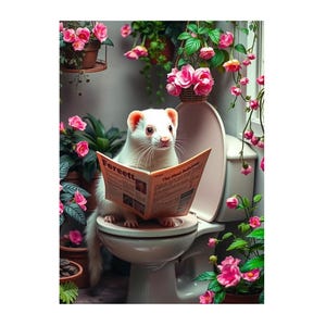 Ferret on the Toilet metal sign, Ferret Plaque,Ferret sign