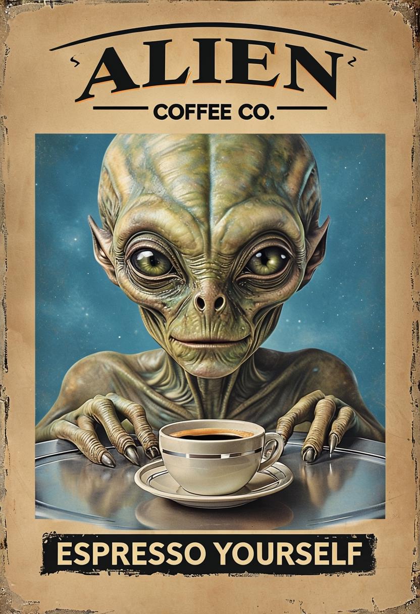 Alien Coffee Co Metal Sign, Alien Plaque, Coffee Sign, Coffee Plaque - Etsy