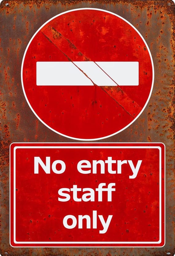 Vintage No Entry Staff Only Metal Sign, Staff Only Plaque, Staff