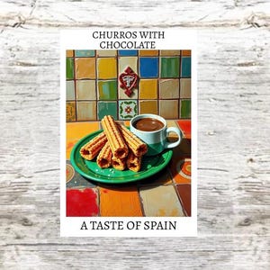 Churros with Chocolate Sign, kitchen sign, vintage sign. Retro wall sign, Churros Plaque