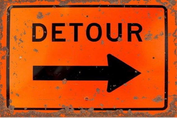美術品・アンティーク・コレクション アメリカ DETOUR 道路標識