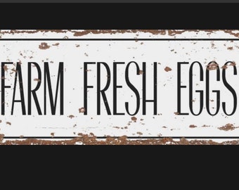 Retro Farm Fresh Eggs metal sign , egg sign. Retro wall sign, wall art, retro wall art