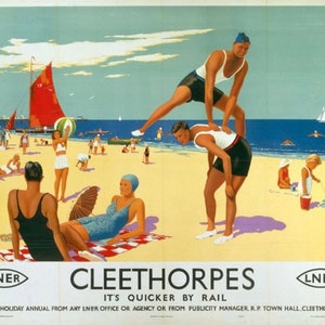 Vintage Cleethorpes by rail metal Sign, Cleethorpes sign, vintage sign. Retro wall sign,