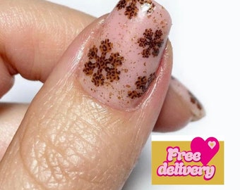 Leopard Print Snowflake Nail Decals , Christmas Nail Art , Festive Nails , Leopard Print Nails , Winter Nail Art