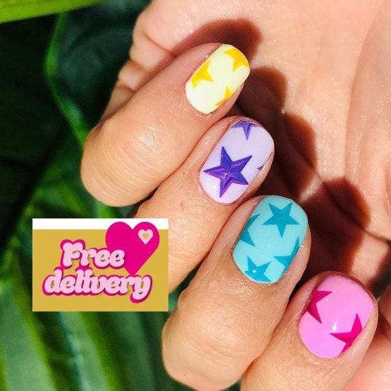 Nail Art Water Decals Stickers Transfers Barbie Doll Bows Hearts Neon  Kawaii | eBay