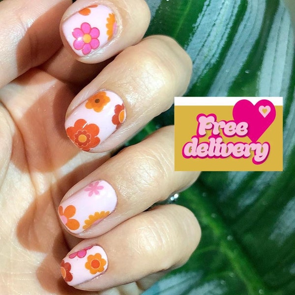 Spring Summer Nail Art Decals / Floral Nails / Festival Nail Stickers / Flower Waterslide Naik Decals / Gift