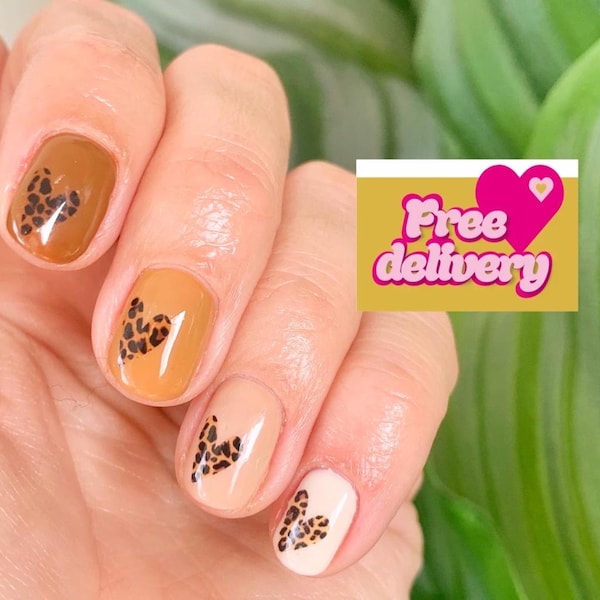 Leopard Print Heart Nail Art Water Decal Stickers