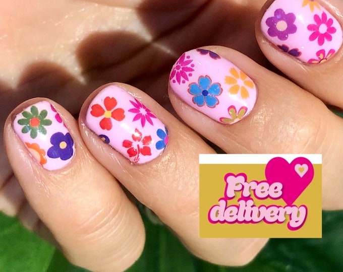 Multicoloured Butterflies, Flowers and Dear Nail Art Stickers Etsy UK