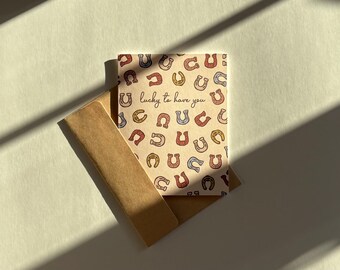 Horseshoe So Lucky To Have You | Handmade Greeting Card for Country Couples