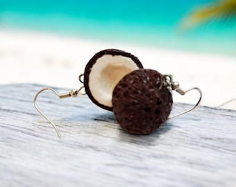 Ręcznie robione kolczyki z łupin kokosa • Naturalna biżuteria boho • Lekkie kolczyki tropikalne • Ekologiczny dodatek.