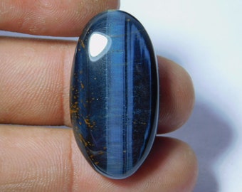 Blue Tiger Eye Cabochon Blue Tiger Eye Pear Shape Tiger Eye Loose For Jewelry AAA+ Natural Blue Tiger Eye Gemstone 37x19 mm KB-3964
