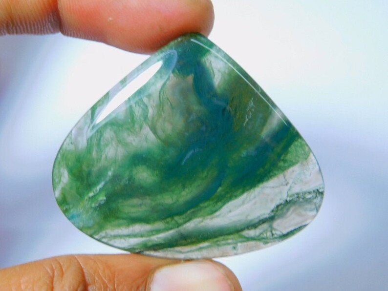 Semi Precious Handcraft Stone For Jewelry Very Rare Top Quality Moss Agate Loose Gemstone Natural Green Moss Agate Cabochon 61 Ct #972
