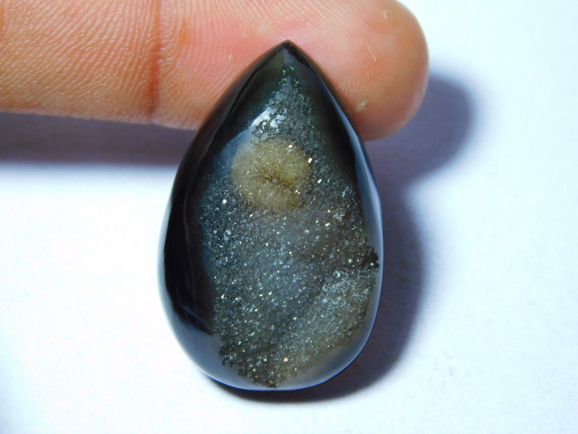 Very Rare Black Onyx Druzy Cabochon Top Quality Hand Etsy