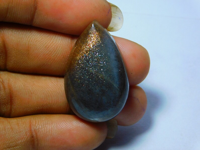 Natural Peach Moonstone Cabochon AAA Quality Gemstone Sparkle Moonstone Fire Moonstone Pear Moonstone Loose stone 51 Ct 34 X 21 mm #217