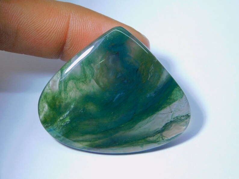 Semi Precious Handcraft Stone For Jewelry Very Rare Top Quality Moss Agate Loose Gemstone Natural Green Moss Agate Cabochon 61 Ct #972