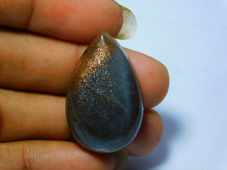 Natural Peach Moonstone Cabochon AAA Quality Gemstone Sparkle Moonstone Fire Moonstone Pear Moonstone Loose stone 51 Ct 34 X 21 mm #217