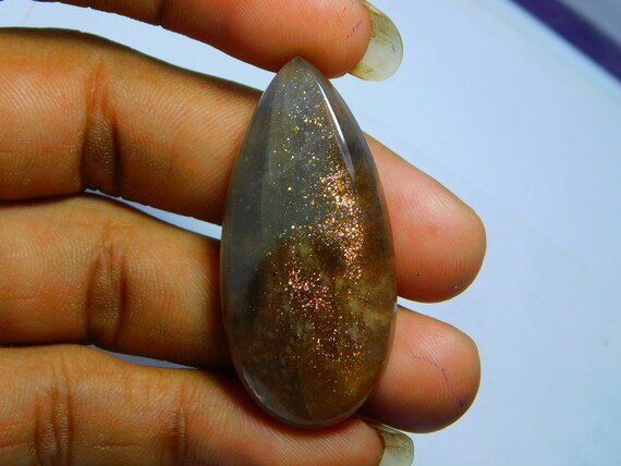 Natural Peach Moonstone Cabochon AAA Quality Gemstone Sparkle Moonstone Fire Moonstone Pear Moonstone Loose stone 51 Ct 34 X 21 mm #217