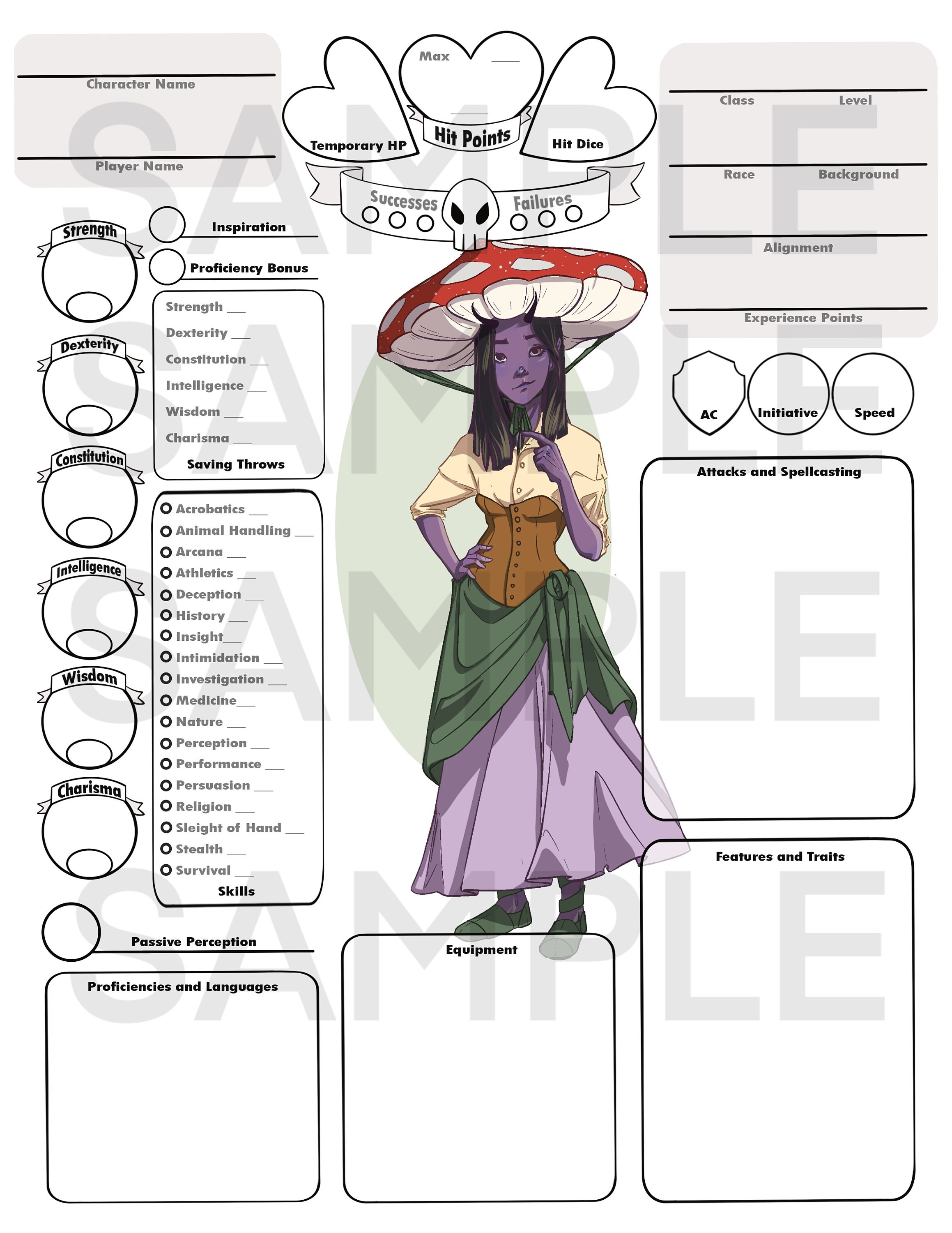 Custom DnD Printable Character Sheet | Etsy