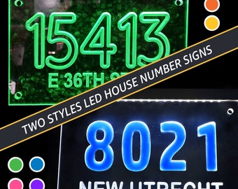 LED Illuminated Personalized Address Numbers/Plaque - Modern House Plaque - Light Up House Numbers (Select from 32 options)