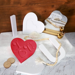 Letras independientes y formas de corazón para decoración de dormitorios infantiles; Boda, fiesta, eventos de cumpleaños, 8 pulgadas de altura (material de PVC que se puede pintar)
