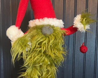 Standing Grinch Gnome with Red Shoes