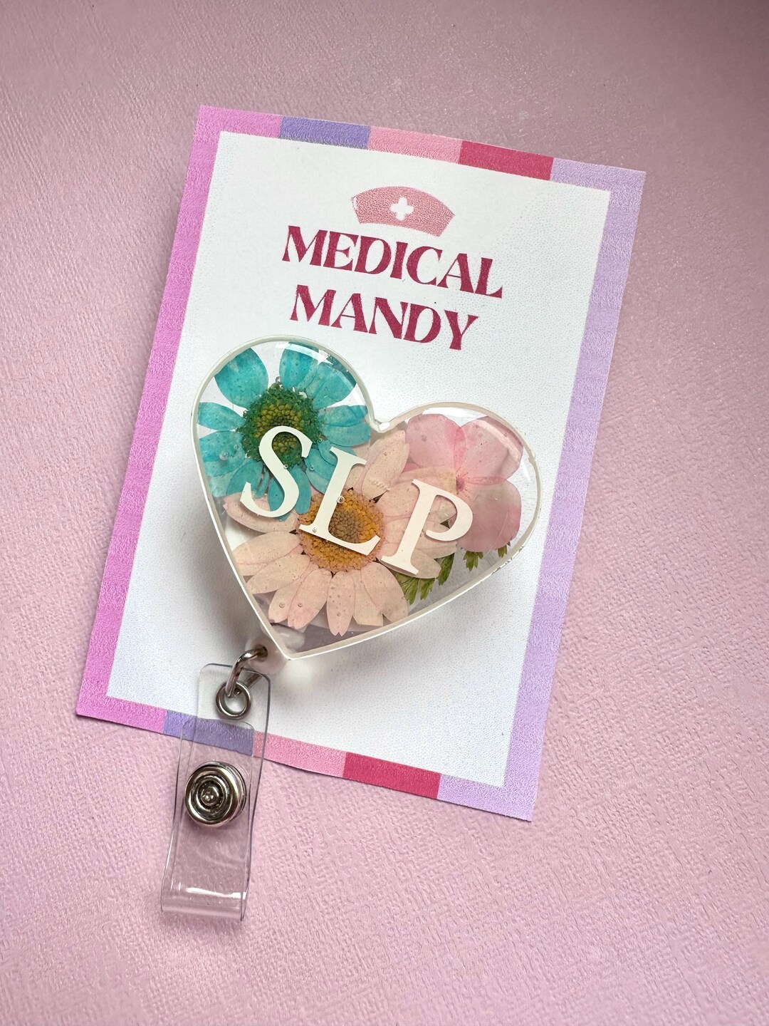 Slp Ribbons Badge Reel - SLP - Speech Language Pathology - Real Flowers - Etsy ...
