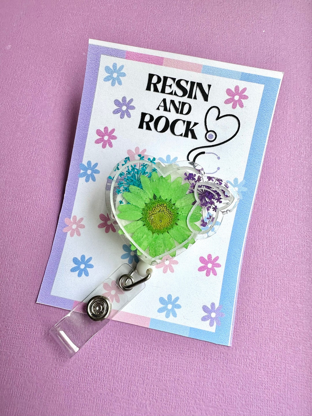 Badge Reel Floral Transducer Heart Etsy UK