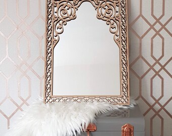 Espejo acrílico de vanidad - espejo, espejo de pared, espejo Isfahan, espejo vintage, espejo decorativo, acrílico estampado y espejo de madera