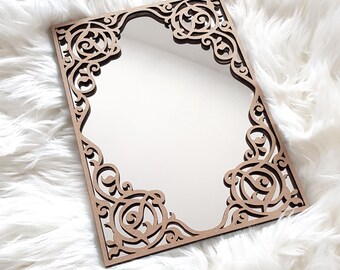 Espejo acrílico de vanidad - espejo, espejo de pared, espejo de Asilah, espejo vintage, espejo decorativo, acrílico estampado y espejo de madera