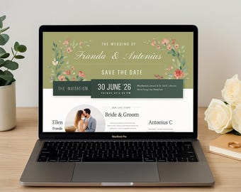 Wedding Invitation & Digital RSVP | Digital Wedding Announcement Page | Online RSVP Form | Editable Template | Instant Download