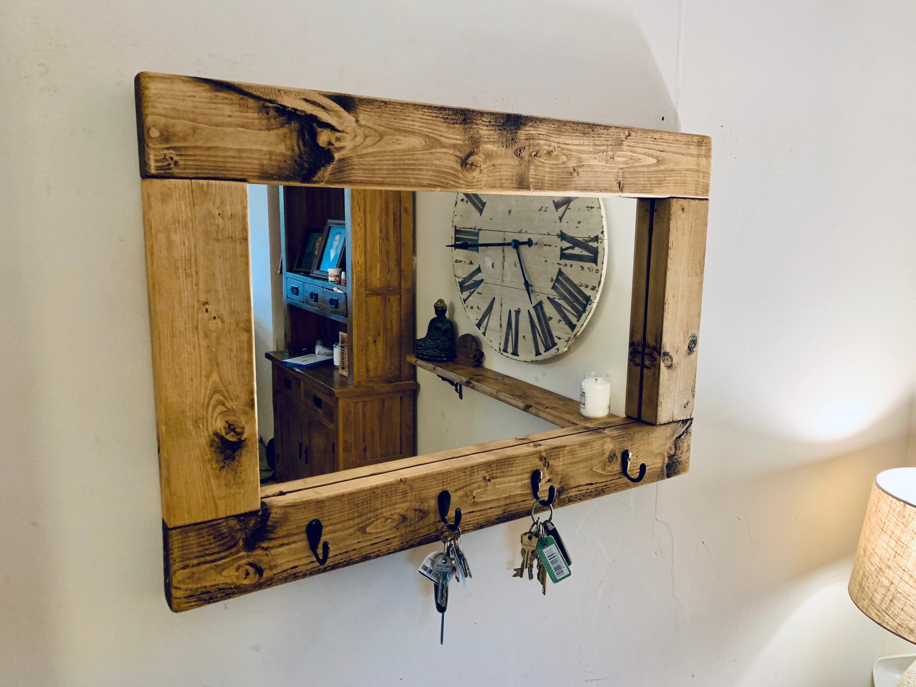 A handmade wooden mirror key hanger Etsy