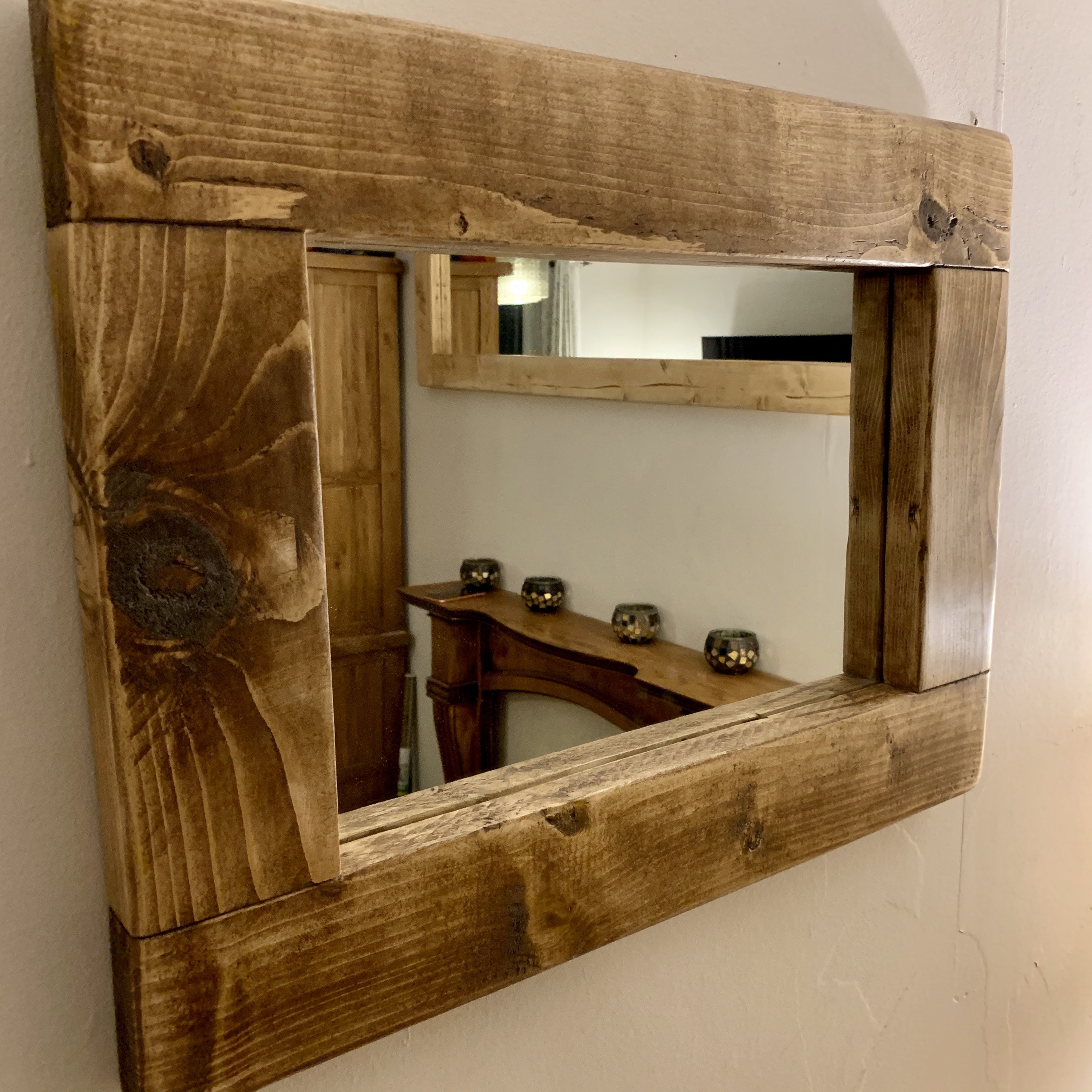 A Dark Oak Effect Wooden Mirror Hand Made and Unique Available Etsy UK
