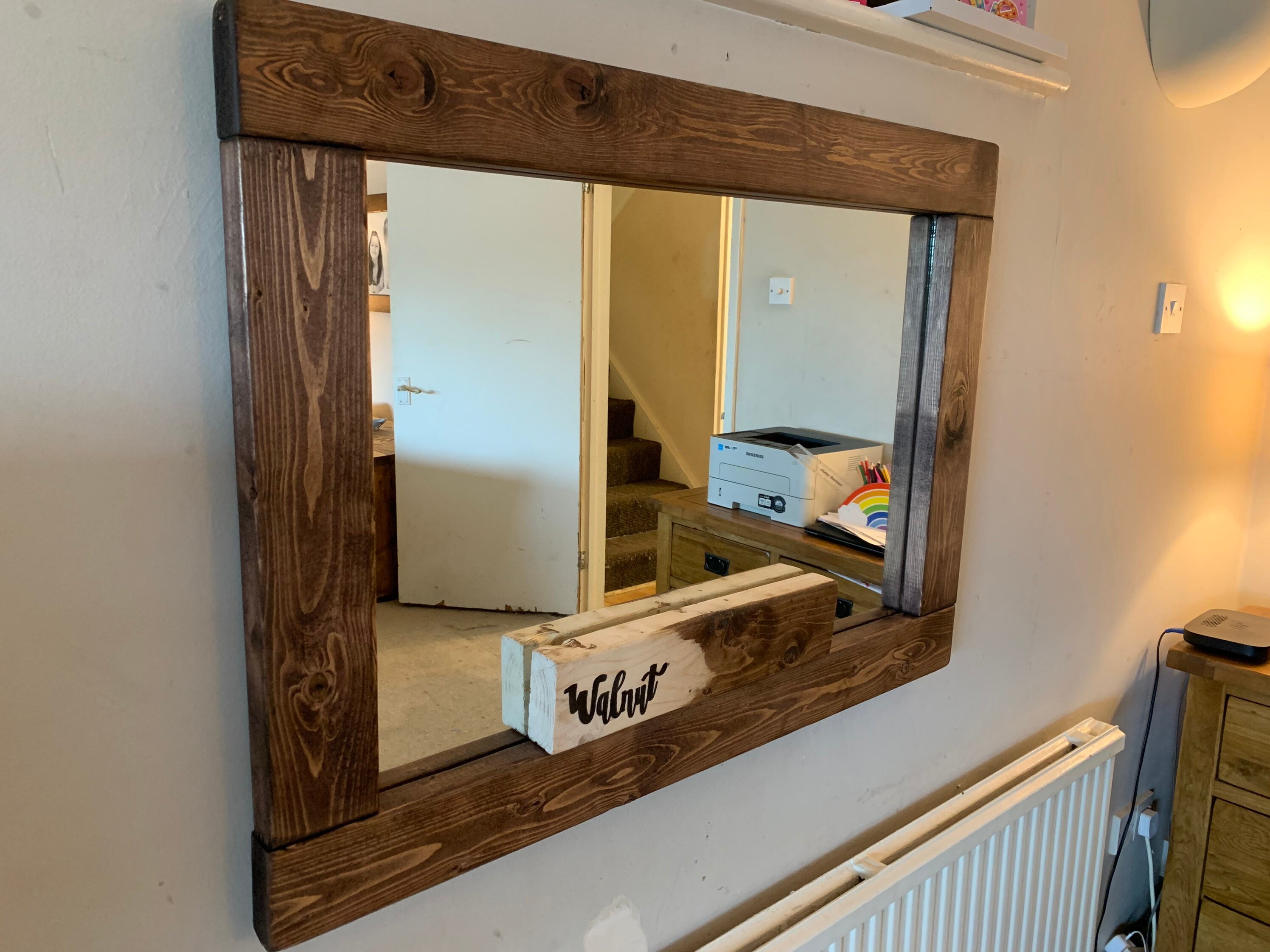 A Walnut Effect Wooden Mirror Hand Made and Unique available Etsy