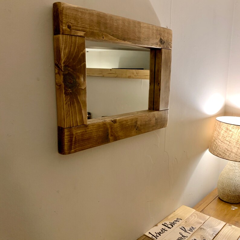 A Dark Oak Effect Wooden Mirror Hand Made and Unique Available Etsy UK