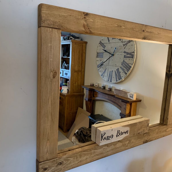 Rugger Brown Rustic Wooden Mirror Hand Made and Unique available in different sizes & Custom Sizes are available upon request.