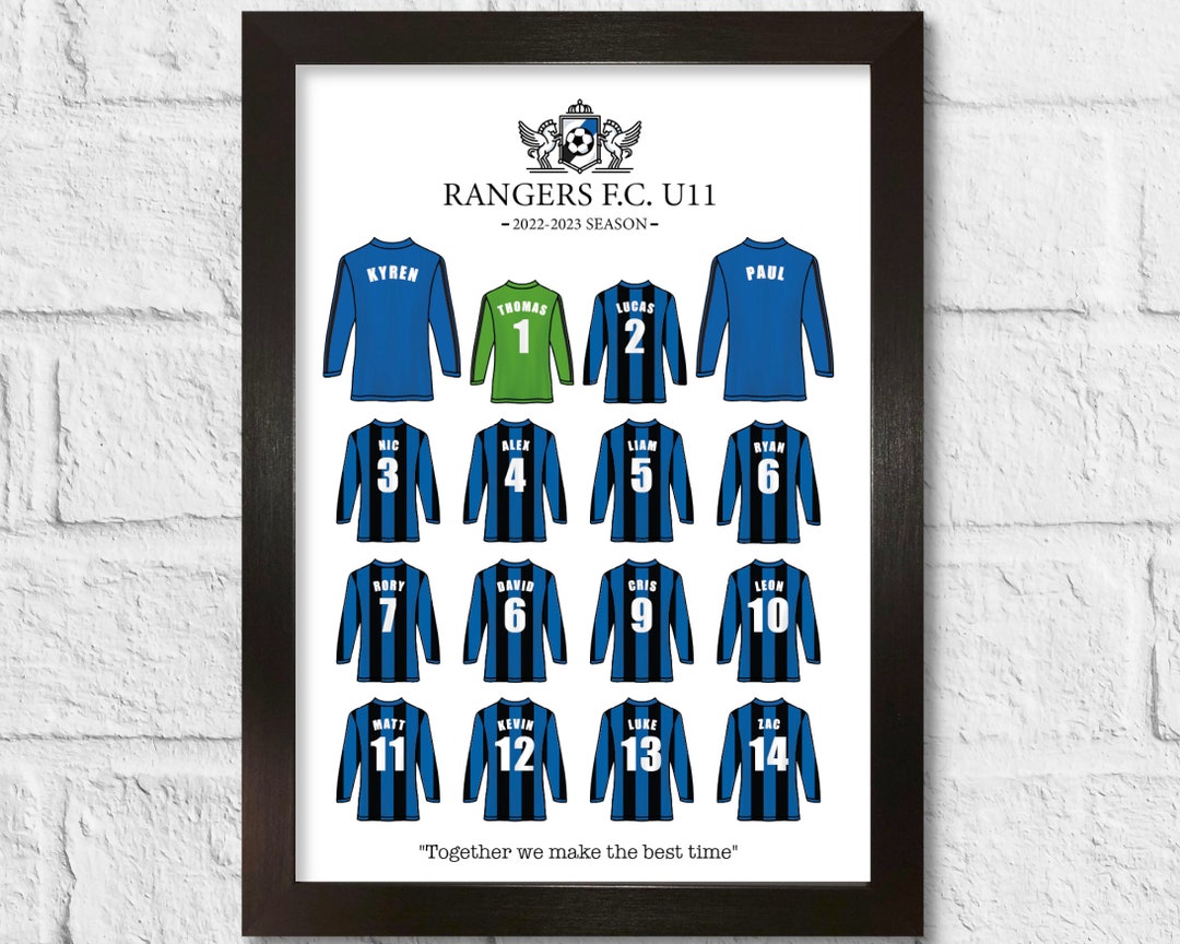 Personalised Football Print Junior Team Print Gift for Coach Present